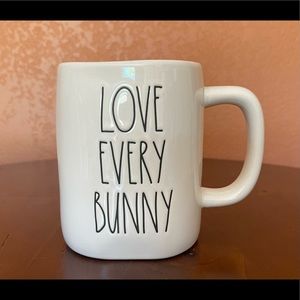 Rae Dunn Artisan Collection LOVE EVERY BUNNY Blue Glaze Pottery Mug
